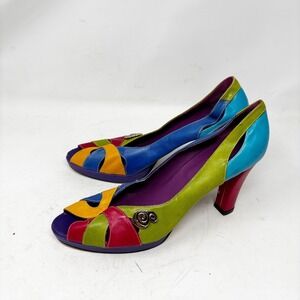 Sergio Cerruti Roma Italy Multicolor Leather Peep Toe Heels EU 43 US 11.5